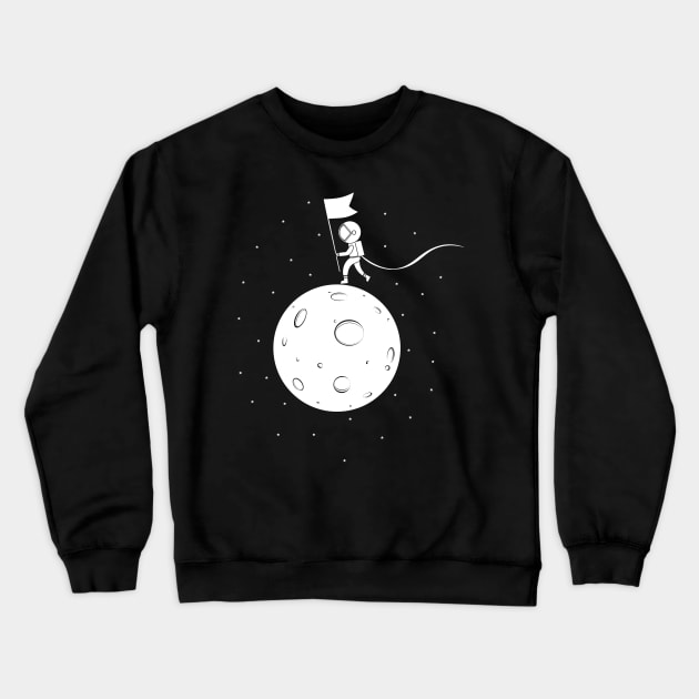 Black and White Moon Landing - White Crewneck Sweatshirt by RedRubi